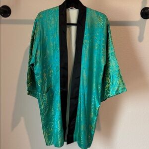 Joli Blue Green Vintage Japanese Men's Short Kimono or Haori